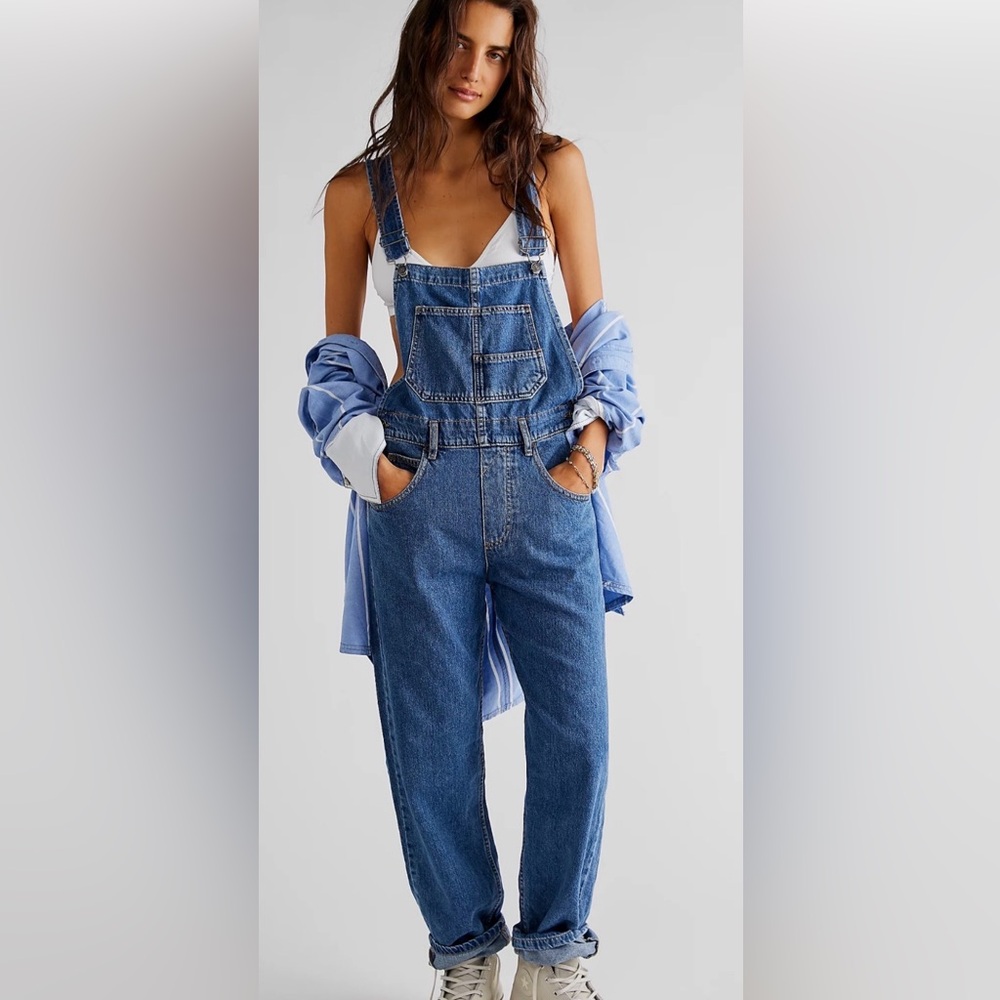 We The Free Classic Blue Denim Overalls size L
